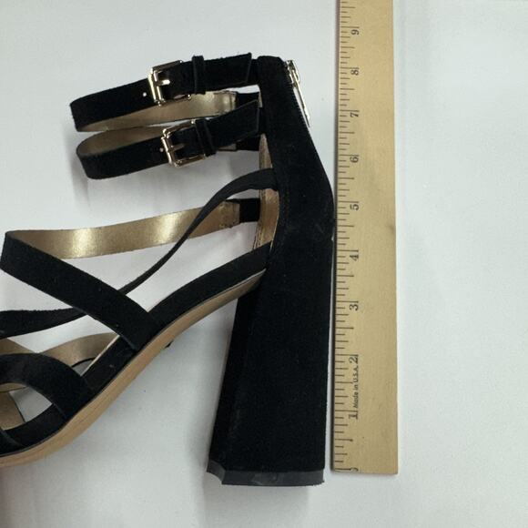 Sam Edelman Shoes Womens Size 7M Black Yema‎ Suede Block Heel Strappy Sandals - Picture 8 of 9